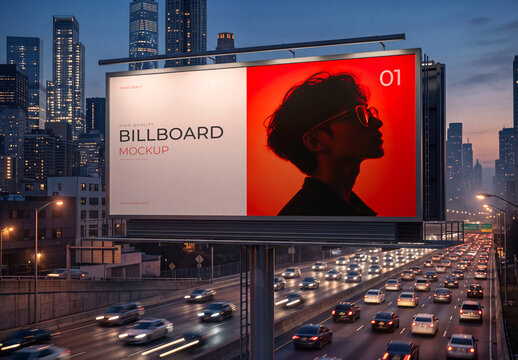 Highway Agvertising Billboard Mockup Template