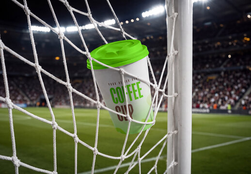 Coffee Cup Mockup with Stadium Background