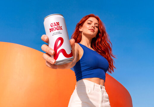 Soda Can Mockup in Hand