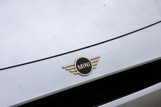 Kiel, Germany - 02. July 2026: MINI Cooper car brand logo in Kiel Germany
