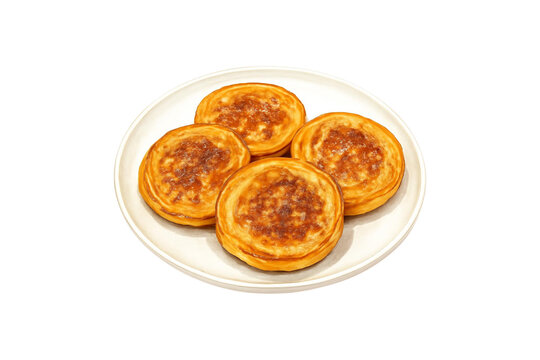 Traditional Malaysian Akok Custard Cake Watercolor Illustration