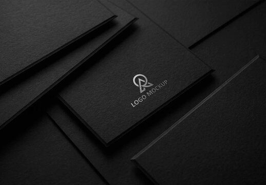 Silver Hot Foil Logo Mockup on Black Paper