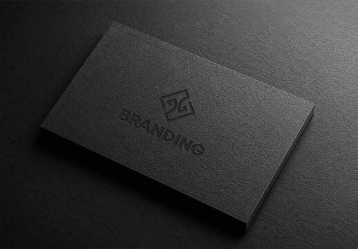 Black Debossed Business Card Mockup Template