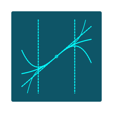Taylor Series Approximation Icon : Polynomial Curves Converging on a Function Near a Center Point, Diverging Beyond the Radius of Convergence