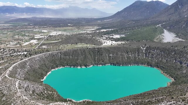 Approaching video of a Lagoon (maar) near Pico de Orizaba in Mexico