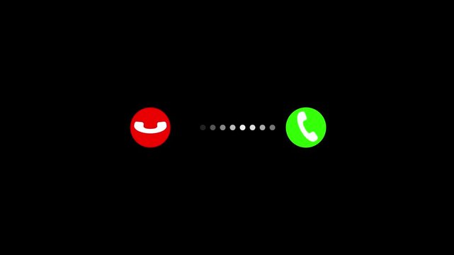 Incoming call ringing icon sign animation, calling animated accept or decline option with alpha channel.