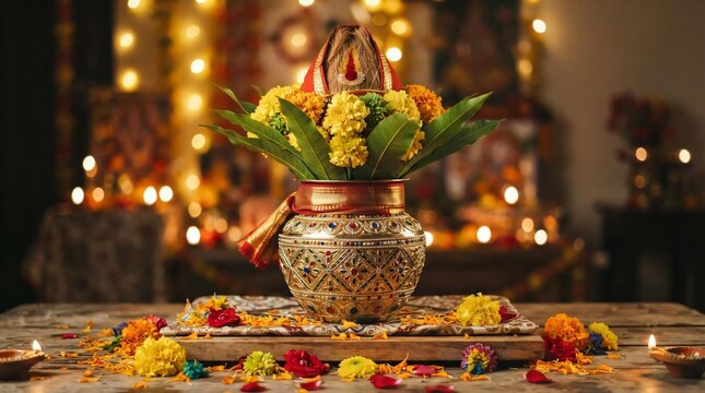 Navratri Kalash Sthapana: 3D Realistic Ram Navami Puja Decorated Kalash Pot