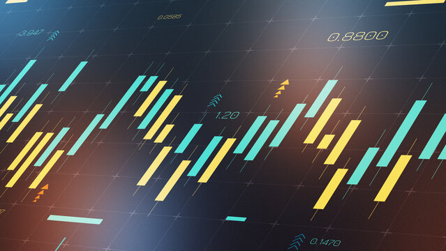Business chart showing stock exchange trading data with various trends and metrics for analysis