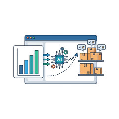 Obraz premium Artificial Intelligence for Smart Logistics and Automated Inventory Management Illustration