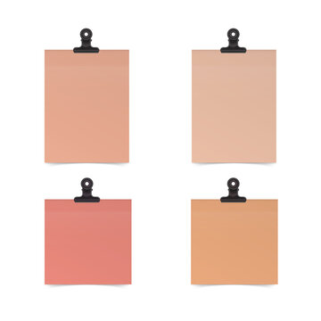 Set of four blank paper sheets on transparent background