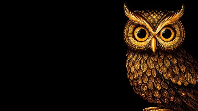 Sophisticated golden owl artwork a high quality creative piece ideal for marketing and design projects