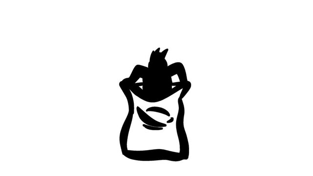 Funny hand-drawn sack race animation with punk character silhouette