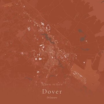 Terracotta Map of Dover, United States | Warm Earth Tone Wall Art