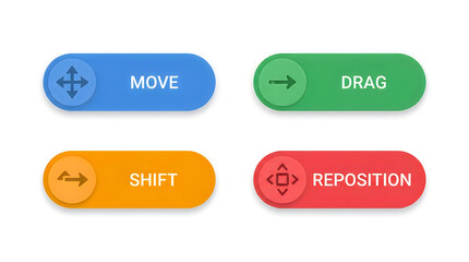 Fototapeta premium Four colorful user interface action buttons