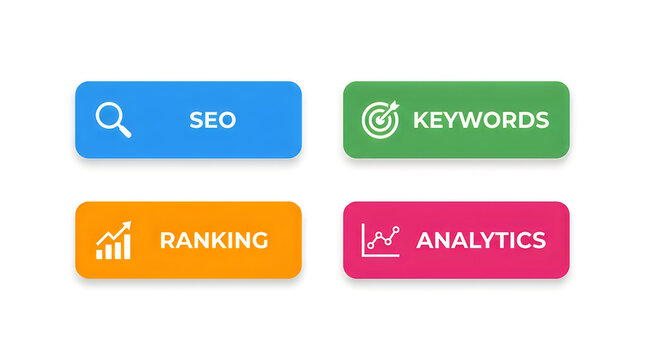 Colorful flat design icons for seo marketing
