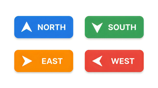 Flat directional arrow buttons set north south east west