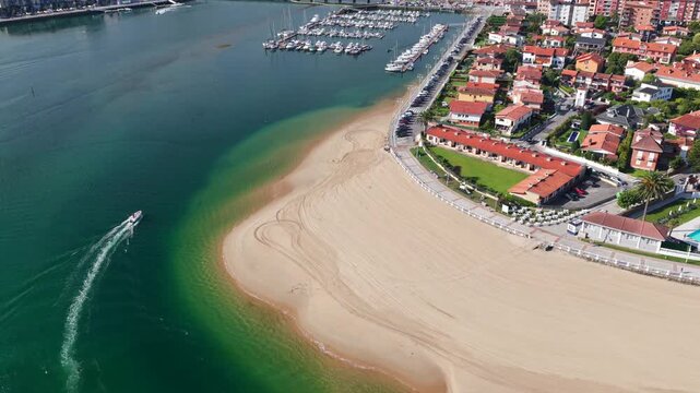 Aerial View of Sunrise Over the Coastal Town of Ribadesella