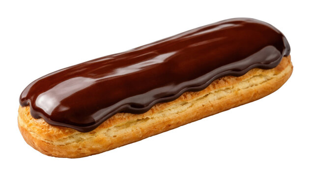 PNG Delicious chocolate eclair with glossy icing.