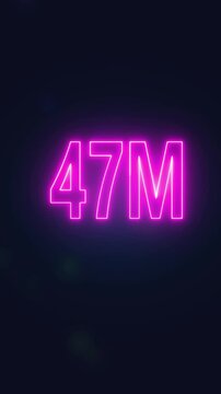 Social media 47 M followers, Subscription, like, Success calibration concept on black background....
