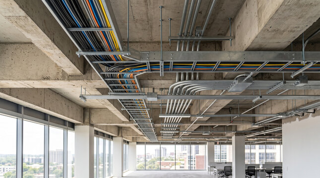 Modern commercial office ceiling infrastructure design