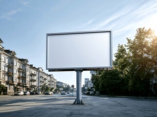 Fototapeta premium Blank billboard sign on a city street during a sunny day
