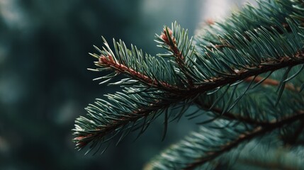 Obraz premium Close-up of pine needles with a blurred background.