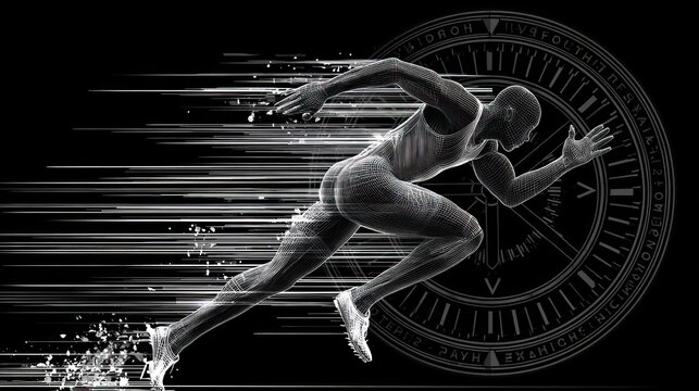 A runner in motion,  anatomical detail, graphic design