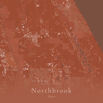 Terracotta Map of Northbrook, United States | Warm Earth Tone Wall Art