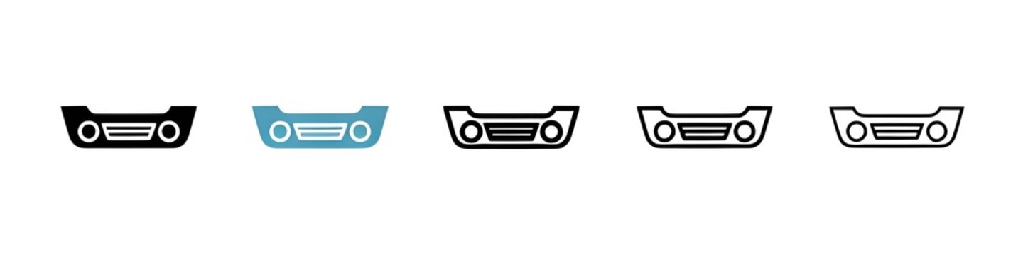 Car bumper line icon vector set. Thin line customizable illustration. Contour symbol. Vector isolated outline drawing. Editable stroke