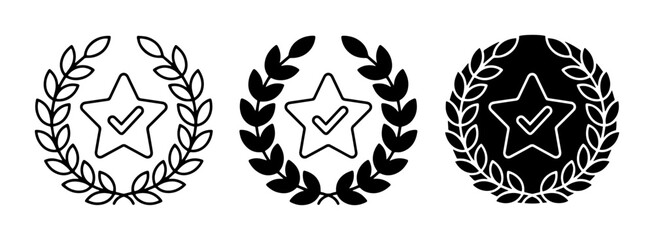 Fototapeta premium Award Seals, Star Badges, Laurel Wreaths, Vector Icons for Recognition and Achievement