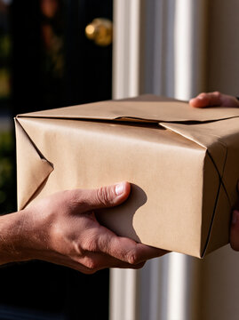 Delivery handoff parcel cardboard box courier service doorstep exchange