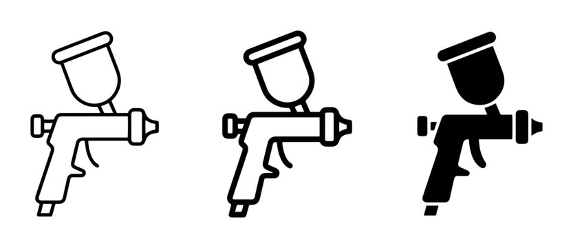 Spray Gun Icons, Airbrush Tool Vector Set, Industrial Painting Equipment