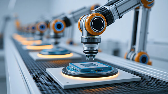 Smart manufacturing workflow robotic arm assembly line automation industrial robot machine production conveyor technology factory precision