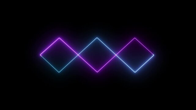 A glowing neon rectangle frame icon outlined in vibrant blue and pink hues. It radiates against a dark background, offering a modern, sleek, and futuristic visual appeal 4k video.