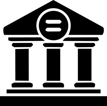 Equal pay day conceptual bank building icon with an equals sign on a clean white background