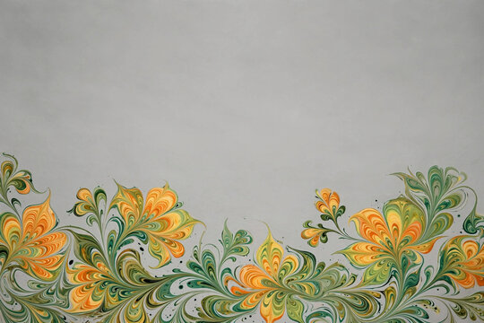 Floral Abstract Marbling Background Template with Organic Flow and Harmony