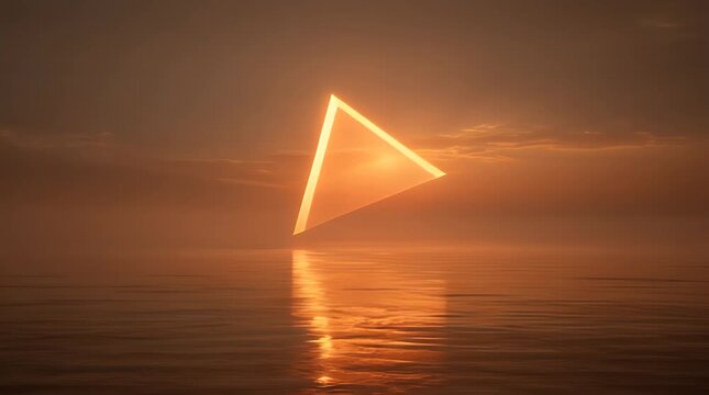 Illuminated Triangle Reflection on Water at Sunset
