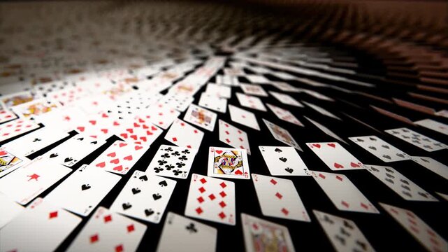 playing cards background rotating with flipping wave,4K loop animation 3d
