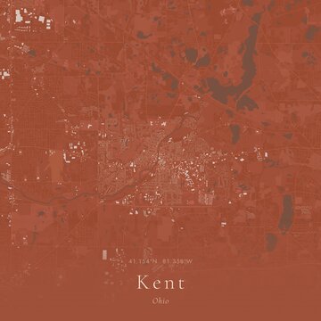Terracotta Map of Kent, United States | Warm Earth Tone Wall Art