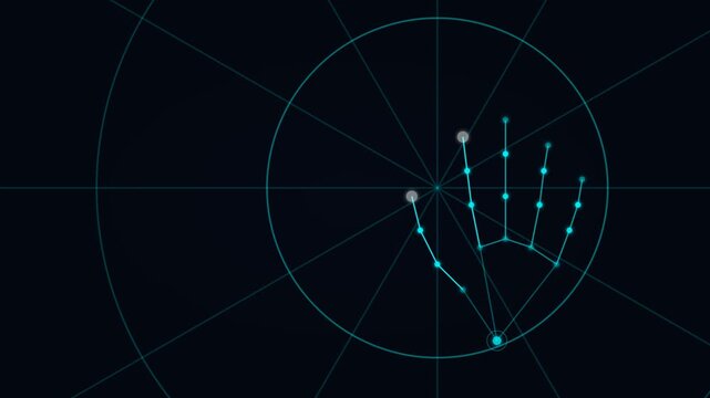 Spatial Computing Hand Tracking Wireframe, Pinch To Zoom Mixed Reality Gesture Seamless Loop