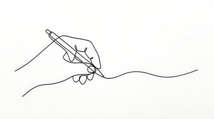 Obraz premium Hand drawing a wavy line. Continuous line art sketch of a pen writing on paper.