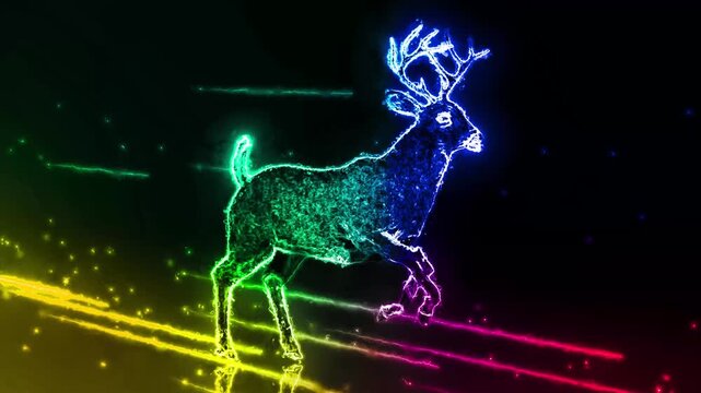 Colorful rainbow deer animation with vibrant spectrum tones and elegant wildlife-inspired visuals.