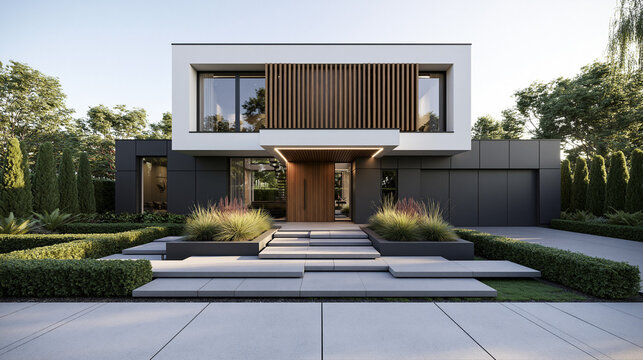 Modern Luxury House Exterior with Contemporary Architectural Design