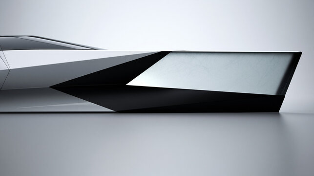 Futuristic Geometric Concept Car Side View Detail