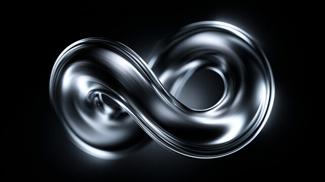 Metallic Infinity Symbol Rendered on Dark Background