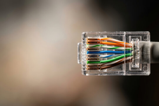 RJ45 ethernet cable connector with color coded wires