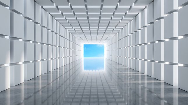 Abstract White Modular Architectural Tunnel 3D Render