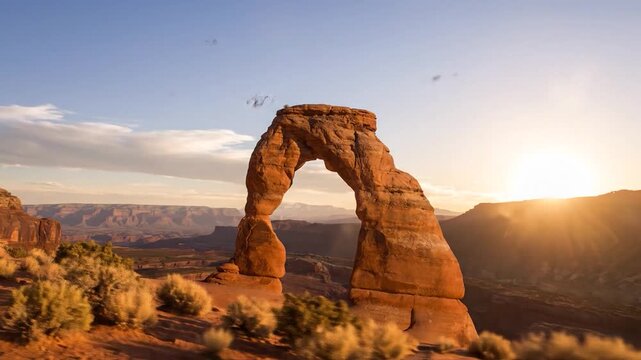 Stunning time lapse footage of delicate arch in arches national park utah during sunset time.