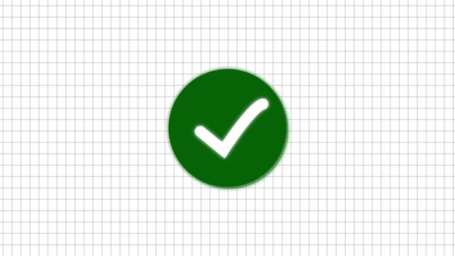 glowing neon check mark icon button animation.
