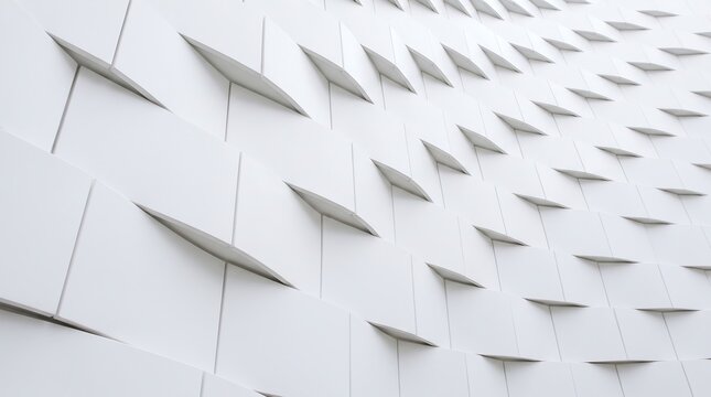Abstract Detail of Curving White Modular Architectural Wall Surface